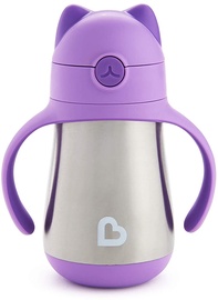 Munchkin Cool Cat Stainless Steel Straw Cup Purple