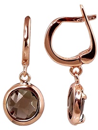 Diamond Sky Gold Earrings With Smoky Quartz Diana II
