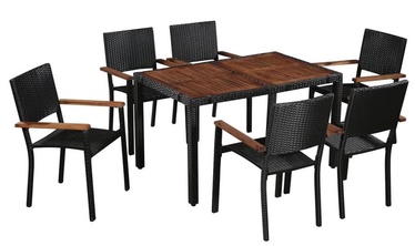 Välimööbli komplekt VLX Outdoor Dining Set 43935, must/pruun, 6 istekohta
