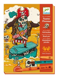 Djeco Felt Tips Scared Stiff Art By Numbers Felt Brushes Set