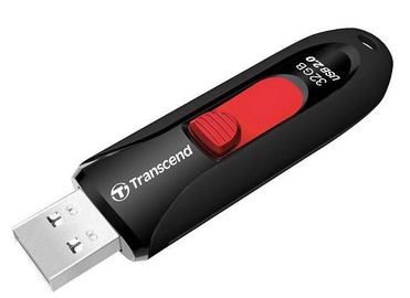 USB atmintinė Transcend JetFlash 590 Black/Red, USB 2.0, 32 GB