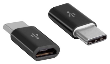 Адаптер Akyga USB 2.0 C male, Micro USB 2.0 B male, черный