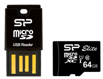 Silicon Power Key USB Card Reader + 64GB microSD Card Black