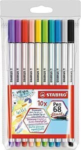 Ручка Stabilo Pen Brush 68, многоцветный, 12 мм, 10 шт.