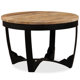Kafijas galdiņš VLX Side Table Rough Mango Wood, brūna/melna, 600 mm x 600 mm x 400 mm