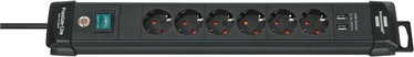 Brennenstuhl Premium-Line Extension Socket With USB Charger 6-way Black 3m
