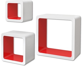Настенная полка VLX Cube 275984, белый/красный, 23x10x23 см