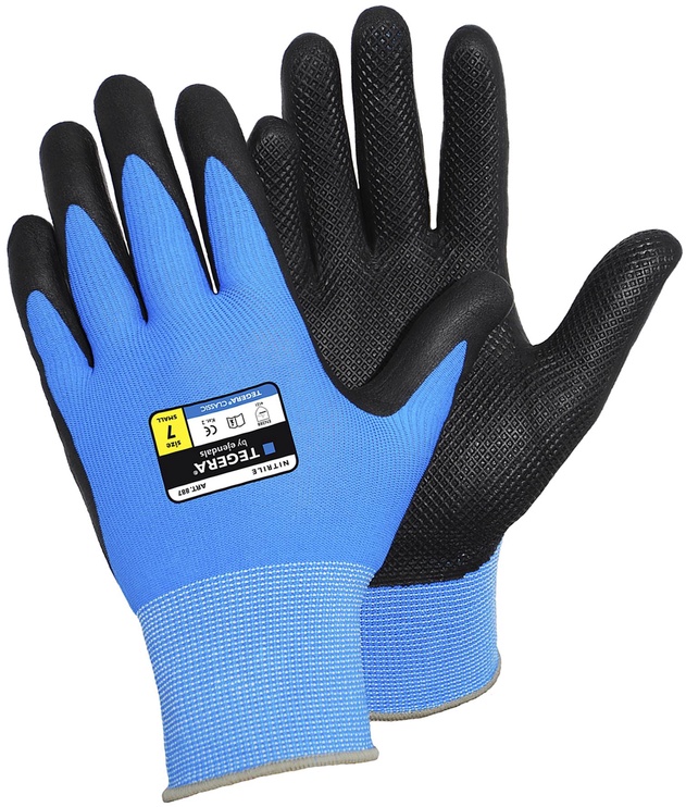Рабочие перчатки прорезиненные, перчатки Tegera 887, синтетическое волокно, белый/черный, 8