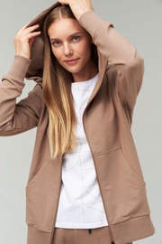 Audimas Soft Touch Modal Zip-Through Hoodie Brown XS