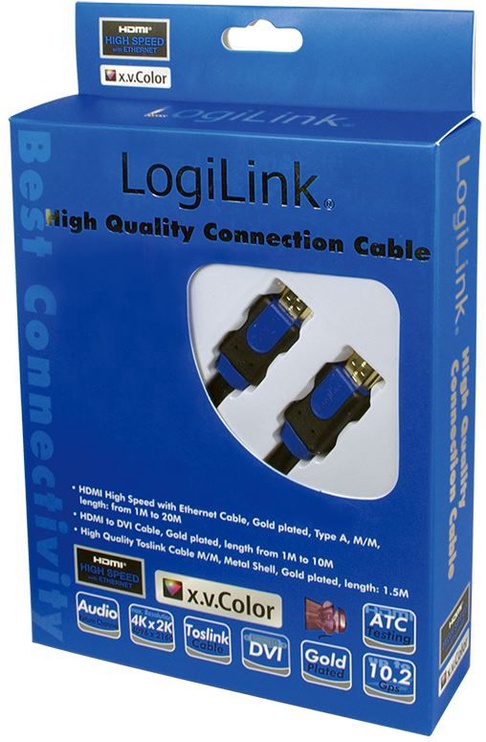 Laidas Logilink HDMI to HDMI HDMI-A 19 pin male, HDMI-A 19 pin male, 15 m, juoda