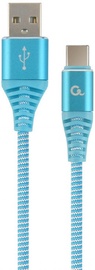Gembird USB To USB Type - C Premium Cotton Braided Cable Blue / White 2m