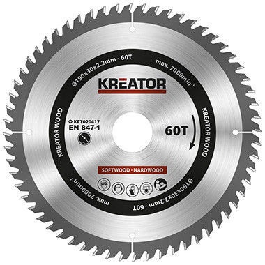 Griešanas disks Kreator, 190 mm x 30 mm