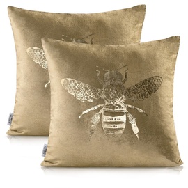 AmeliaHome Nancy Pillowcase 45x45 Bee Gold 2pcs