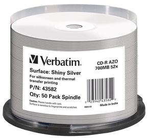Verbatim CD-R AZO 52X 700MB Shiny Silver Thermo Print. 50P Spindle