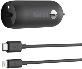 Lādētājs Belkin Boost USB Type-C Car Charger + Apple Lightning To USB Type-C Cable 1.2m Black