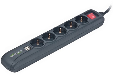 Gembird Power Strip USB x2 Black 1.5m