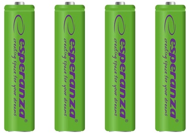 Uzlādējamais elements Esperanza Rechargaeble Batteries 4x AAA 1000mAh Green