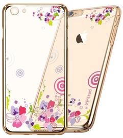 X-Fitted Colorful Floral Swarovski Crystals Back Case For Apple iPhone 6/6s Gold