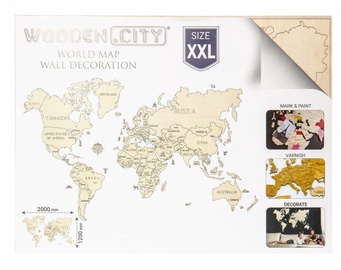 Wooden City Puzzle World Map XXL Natural 110pcs
