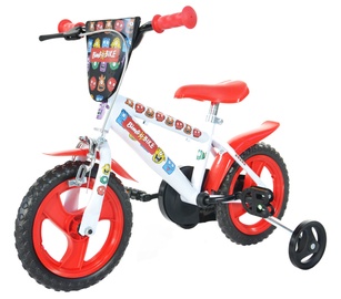 Bērnu velosipēds Bimbo Bike, balta/sarkana, 12"