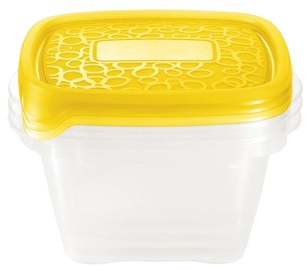 Curver Food Container Set 3PCS Square 1.1L Take Away Twist Orange