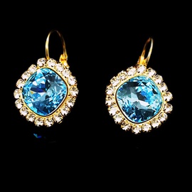 Diamond Sky Earrings With Crystals From Swarowski Blinding Brightness III Aquamarine Blue