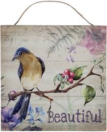 Home4you Wooden Printed Picture Country 30x30cm Beautiful Bird 83763