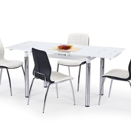Söögilaud Halmar L31, läbipaistev/valge, 1100 - 1700x740x760mm