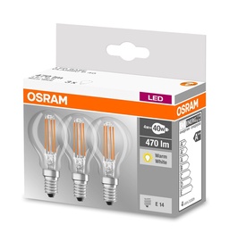 Spuldze Osram LED, P45, silti balta, E14, 4 W, 470 lm