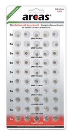 Arcas AG (10xAG1, 15xAG3, 10xAG4, 10xAG10, 5xAG13) Alkaline Button Cell Battery Set 50x