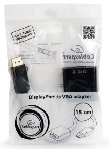 Adapteris Gembird Displayport to VGA Display port male, VGA female, juoda