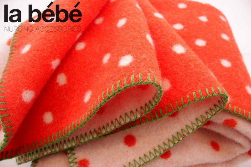 Плед La bebe Apple Dots Natural Lambswool, белый/oранжевый, 100 см x 140 см