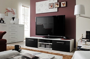 TV galds ASM Bono II White/Black Gloss, 1800x450x350 mm