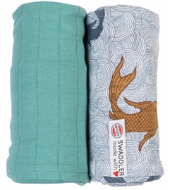 Lodger Swaddler Empire Fish Solid 120x120cm Solid/Dusty turquoise 2pcs