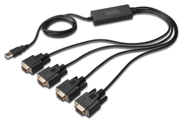 Juhe Digitus DA-70159 RS-232 x 4, USB 2.0, 1.5 m, must