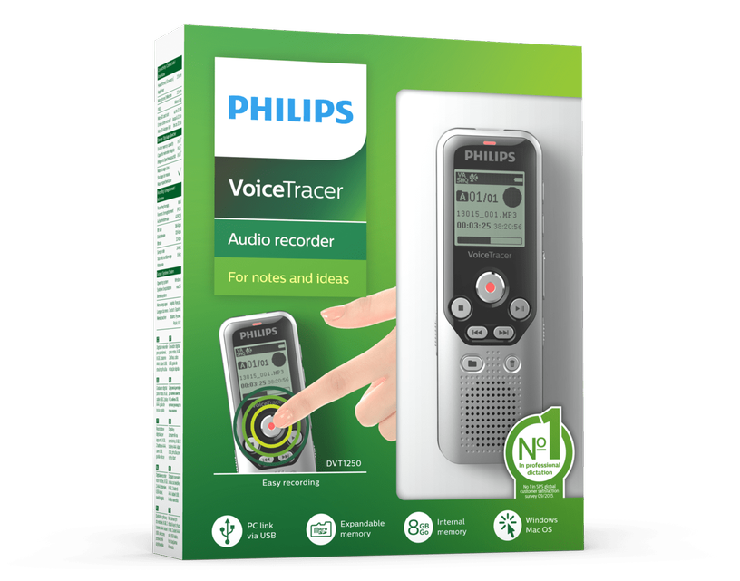 Диктофон DVT1250, серый, 8 ГБ