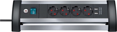 Brennenstuhl Alu-Office-Line Extension Sockets With USB Charger 4way 1.8m Black/Silver