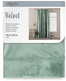 AmeliaHome Velvet Pleat Curtains Mint 140x245cm