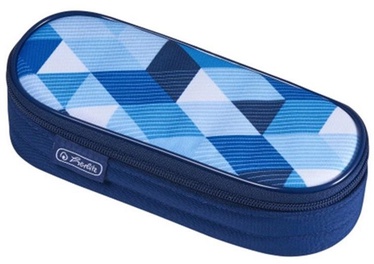 Herlitz Pencil Pouch Oval Blue Cubes