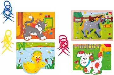 Dekoravimo rinkinys Woody Lacing Animals In Box 90920, 20 vnt.