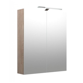Spintelė su veidrodžiu 60 cm, Nelsono ąžuolas, su LED apšvietimu IP44, 4000K