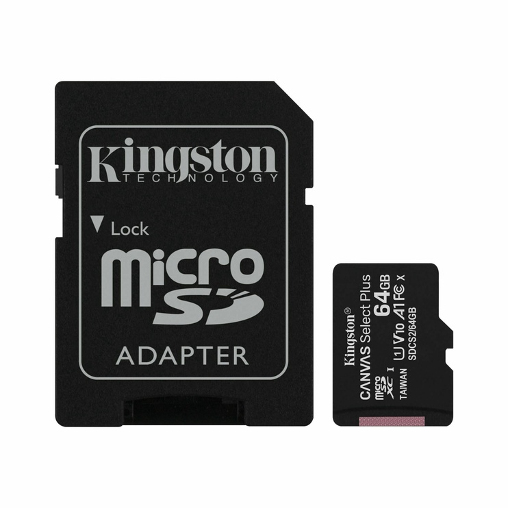 Карта памяти Kingston CL10 MICRO SD + ADAPTER, 64 GB