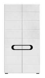 Black Red White Byron 2D Wardrobe w/ Mirror San Remo Oak/Glossy White