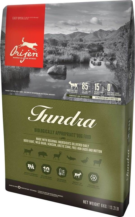 Sausā suņu barība Orijen Tundra, jēra gaļa/zivs/savvaļas dzīvnieku gaļa/pīles gaļa, 6 kg