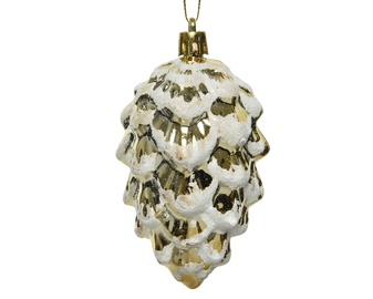 Eglutės žaisliukas Decoris Pine Cone 27560 Gold/White, 1 vnt.