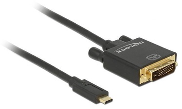 Laidas Delock USB-C > DVI 24+1 (ST-ST) USB C male, DVI-D male, 2 m, juoda