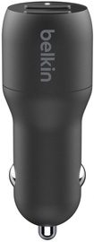 Auto telefona lādētājs Belkin, 2 x USB, 1 m, melna, 24 W
