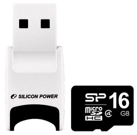 Mälukaart Silicon Power MicroSDHC + USB Reader, 16 GB