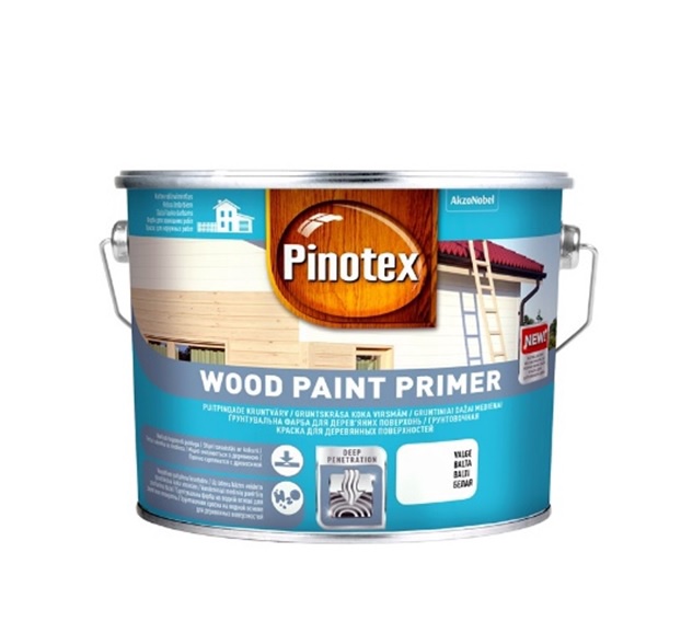 Krāsas gruntēšanai koka Pinotex Wood Paint Primer, balta, 2.5 l