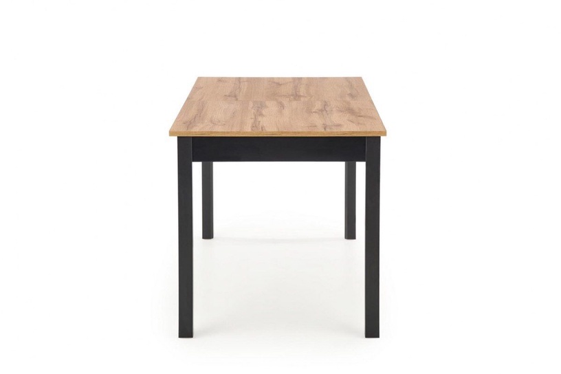 Обеденный стол c удлинением, черный/дубовый, 124 - 168 см x 74 см x 75 см